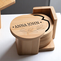 Ensemble de sous-verres ronds en bambou écologiques et antidérapants pour la maison et les restaurants, en stock aux États-Unis