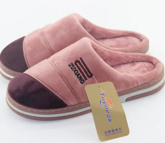 Zapatillas de algodón para mujer, zapatillas de estar por casa de color rosa, cómodas y peludas