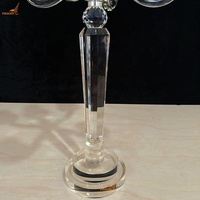 Candélabre élégant et moderne à 5 bras en cristal transparent, style américain, porte-bougie conique, décoration de centre de table pour mariage et dîner