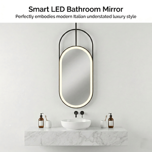 Kingstin กระจก LED แขวนเพดานอัจฉริยะ ทรงรี ห้องน้ำ บลูทูธ เซ็นเซอร์กันฝ้า - Product Image 1