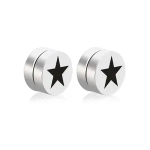 SC 2024 Fashion Stainless Steel Earrings Punk Strong Magnet Stud Earrings Creative Non Piercing Magnetic Earrings for Women Men