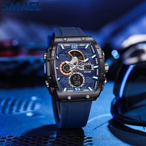 Montre-bracelet sport numérique SMAEL 8109 pour homme, style tendance, LED, quartz, alarme, chronomètre, bracelet en plastique, étanche 50 bars, carrée - Product Image 5