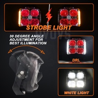 Luz Auxiliar LED OVOVS de 6'' para Todoterreno con Fondo Rojo, Luz de Señal de Giro DRL, Luz Lateral para Camioneta o Tractor