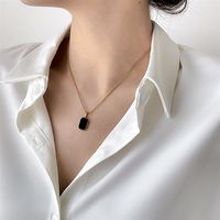Collier Bowei style coréen rétro, inspiré d'Instagram, design minimaliste, onyx noir géométrique
