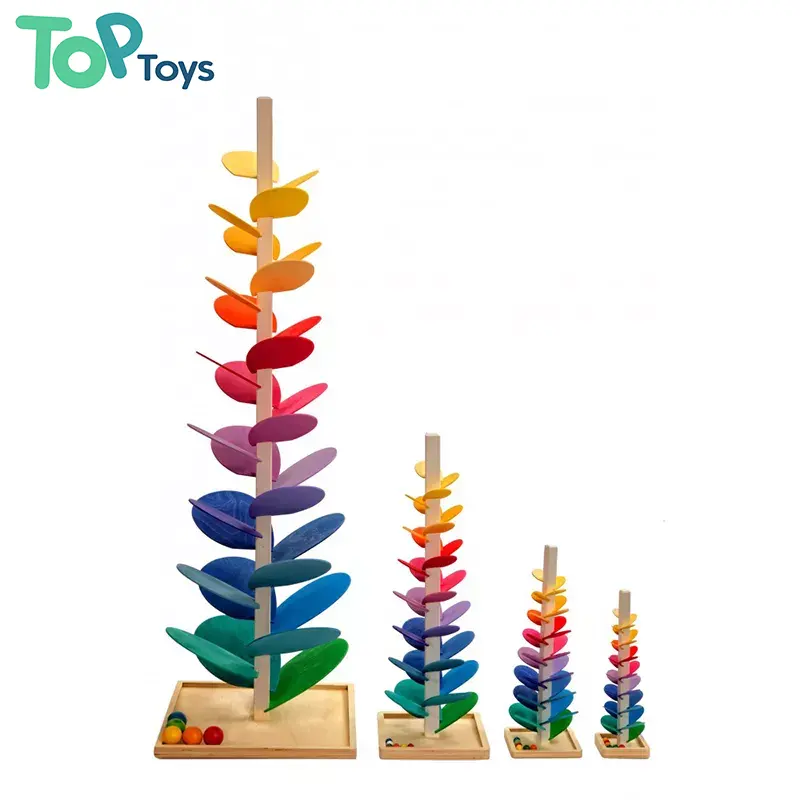 Juguete educativo Montessori para niños pequeños, árbol de mármol, juguete de vapor Sensorial de madera con sonido de mármol