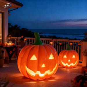 รูปปั้นฟักทองยักษ์ FRP สำหรับตกแต่งห้างสรรพสินค้าในธีมฮาโลวีน ประติมากรรมฟักทองไฟเบอร์กลาสสร้างสรรค์ อุปกรณ์ประกอบฉากงานฮาโลวีน - Product Image 3