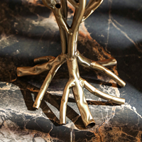 Flolenco Luxe Rustique Porte-bougie en métal style branche avec base en forme de racine et bougeoir en verre pour décoration de centre de table de mariage