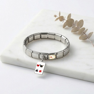 Bracelet en acier inoxydable avec breloques de la série cartes à jouer italiennes, bijoux de mode, cadeaux pour amis, vente en gros - Product Image 4
