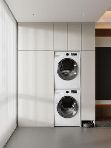 Modern Minimalist Bookshelf with LED Open Shelves <strong>Drawers</strong> Integrated Laundry Cabinet for Apartment - Product Image 1