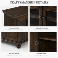 Buffet en bois de luxe traditionnel, grand meuble de rangement à 6 portes en verre, console multimédia, meuble TV pour salon, villa, hôtel, projet