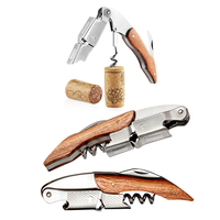 Tire-bouchon en acier inoxydable et bois de rose, ouvre-bouteille personnalisé avec coupe-capsule, vente en gros d'usine