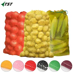 Túi lưới màu đỏ để đóng gói khoai tây túi lưới hình ống nhựa để đóng gói rau và hành tây với logo và nhãn tùy chỉnh