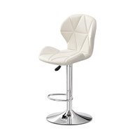 Chaise de barbier en cuir PU blanc, motif diamant, pivotante et réglable, base chromée, repose-pieds, portable et légère pour cuisine