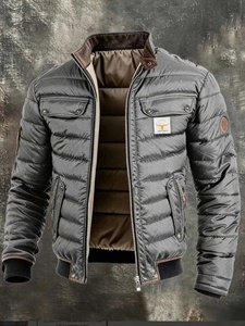 Veste matelassée en nylon pour homme, col montant, fermeture éclair, chaude, style bomber, vêtement d'extérieur hiver, tailles S-5XL - Product Image 2