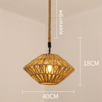 Lampe suspendue en chanvre décoratif, support de lampe suspendue, lampe suspendue en fer forgé de style industriel pour salon, lustres vintage