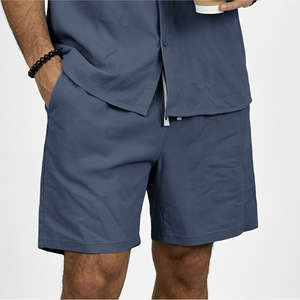 Pantalones Cortos de Lino para Hombre, Color Sólido, Cintura con Cordón, Casuales, de Playa, Largura Media, Estilo Bermuda, Varios Colores Disponibles - Product Image 2