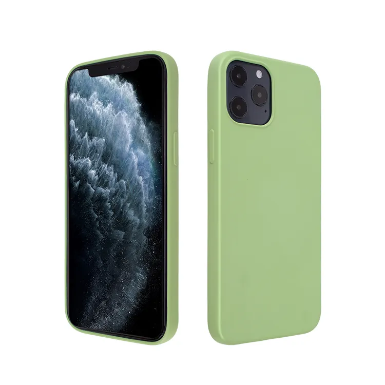 for Apple iPhone 12 liquid Silicone rubber paint back cover case mobile phone protective case Clear cover Design green