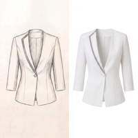 Setelan Kantor Wanita Biru Dongker Kerah Tegak Jaket Peplum Tiga Kancing Lengan Panjang Celana Panjang Set Resepsionis Hotel Custom MTM