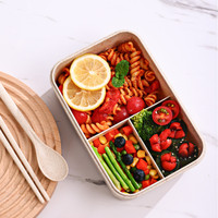 Boîte à lunch bento en plastique de qualité alimentaire, écologique, pour adultes et enfants, avec un ensemble de couverts gratuit, 3 compartiments, étanche, utilisable au micro-ondes