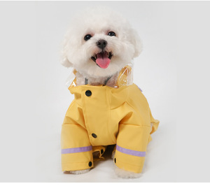 Impermeable para Perros con Capucha y 4 Patas, Ropa de Lluvia para Bichón, Teddy, Corgi, Perros Pequeños y Medianos, Abrigo Adorable para Mascotas con Orificio para Correa - Product Image 1