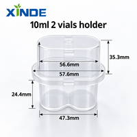 Boîtes en plastique PP transparentes étanches à 2 compartiments pour flacons de peptides de 10 ml, support pour 2 flacons de 3 ml, vente en gros
