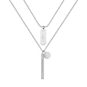 Conjunto de Collares en Capas Unisex, Diseño Geométrico, Cadena de Plata Tibetana para Suéter, Colgante Cilíndrico en Forma de V de 3mm y 60cm - Product Image 5