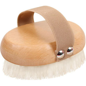 Brosse corporelle pour brossage à sec avec poils en nylon doux, exfoliant antidérapant en bois, brosse de bain, brosse nettoyante pour le corps - Product Image 1