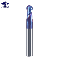 JR104 R0.5mm-R2mm HRC65 Fraise en carbure monobloc revêtue à 2 cannelures Fraise en carbure de nez sphérique Fraise en carbure