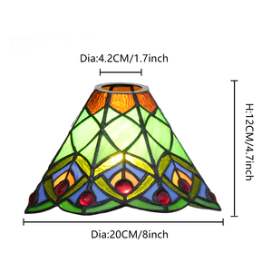 Stained Glass <strong>Lamp</strong> <strong>Shade</strong> 8 "European Creative <strong>Peacock</strong> Feather Vintage <strong>Lamp</strong> <strong>Shade</strong> for Night Light Chandelier Floor <strong>Lamp</strong> - Product Image 2