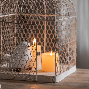 Porte-bougie en forme de cage à oiseaux en fer, décoration de maison, ornement de Noël - Product Image 3