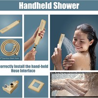 Système de douche mural dissimulé en cuivre moderne sur mesure OEM avec tête carrée en céramique, mitigeur pluie à deux fonctions, complet