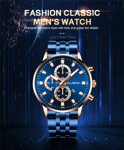 Montre pour homme <span class=keywords><strong>Cuena</strong></span> 6025, vente chaude, multifonction, aiguilles lumineuses, étanche 3 bars, date automatique, bracelet en acier inoxydable - Product Image 6