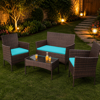 Ensemble de canapé et table basse d'extérieur en rotin, prix direct usine, durable, pour jardin, hôtel, appartement, conversation