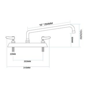 Robinet de cuisine moderne à double poignée, monté sur plan, en laiton avec cartouche à compression, finition chromée, pour hôtels professionnels - Product Image 2
