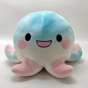 Peluche de <span class=keywords><strong>Pulpo</strong></span> Grande <span class=keywords><strong>Reversible</strong></span> con Diseño Lindo Bordado Personalizado, <span class=keywords><strong>Rojo</strong></span> y Rosa, Súper Suave, Empaquetado en Bolsa OPP - Product Image 2