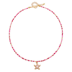 Glass Seed Bead <b>Necklace</b> Women <b>Pink</b> Red Starfish Pendant Adjustable Resort Style Fashion Jewelry Gift - Product Image 5