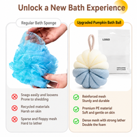 Spons Mandi Loofah Dua Warna Tebal & Lembut untuk Kulit, Menghasilkan Busa Melimpah, Desain Gantung