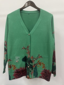 New Arrival <strong>Women</strong> Casual <strong>Cardigan</strong> Loose Outer Floral Print V-neck Full Sleeve Breathable Knit <strong>Cardigan</strong> Added <strong>Pockets</strong> Buttons - Product Image 6