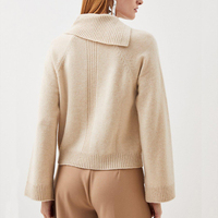 Pull-over décontracté personnalisé avec logo OEM, col rabattu, tricot d'hiver doux et chaud, 97% cachemire, 3% polyamide, pour femme