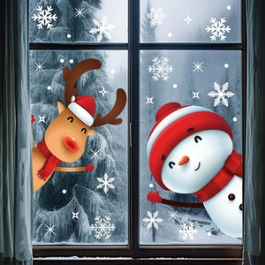 Juego de Adhesivos Navideños para Ventanas, Copos de Nieve, Papá Noel, Renos, Muñeco de Nieve, Adhesivos Estáticos para Vidrio, Sin Residuos, Decoración para Fiestas - Product Image 4