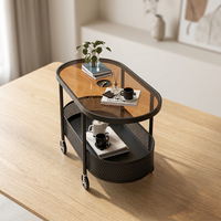 Nouvelle table basse de salon design avec roulettes Bjflamingo, plateau en verre trempé et structure robuste