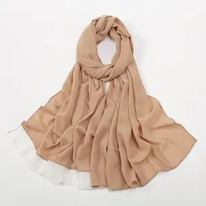 Phụ Nữ Voan Vải Dài Khăn Choàng Phụ Nữ Trung Đông Arab Hot Phổ Biến Ren Headscarf Che Nắng Dài Hijab 175*70Cm