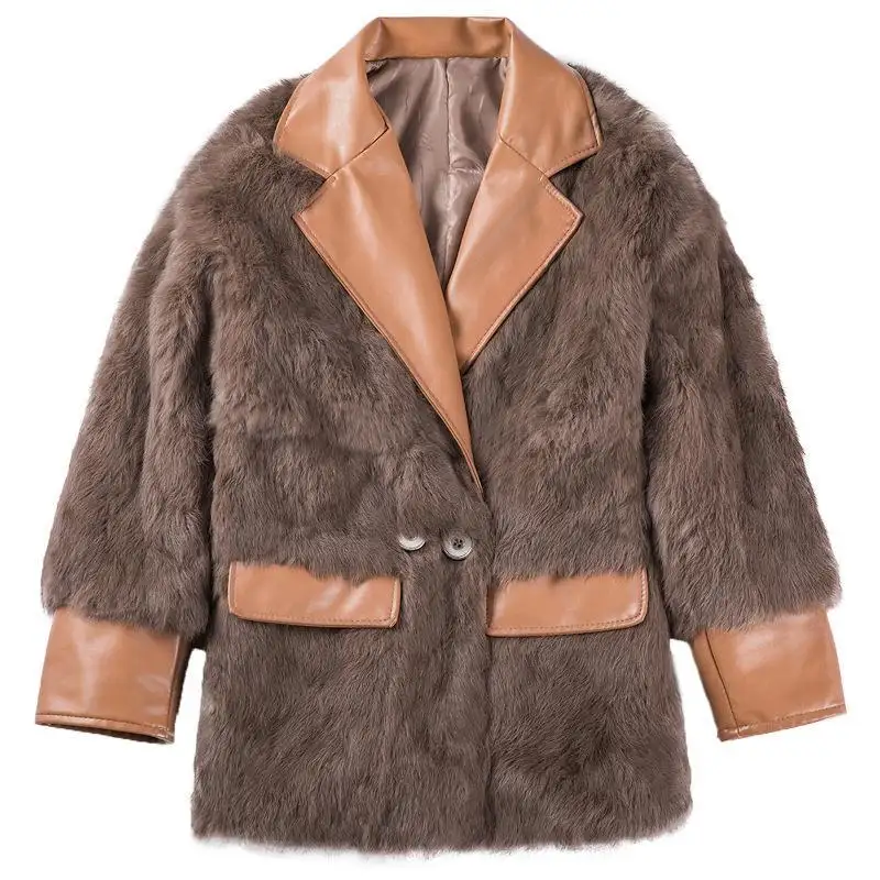 Hot selling products women autumn winter wear coats women blazer coat rabbit fur