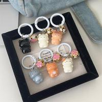 Porte-clés en peluche chat siamois debout mignon, chaton de dessin animé doux avec clochette, breloque de sac, cadeau pour couple, meilleur ami, accessoire étudiant
