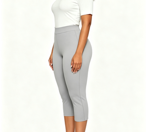 Pantalon Capri Décontracté <span class=keywords><strong>Femme</strong></span> <span class=keywords><strong>Taille</strong></span> Élastique <span class=keywords><strong>Taille</strong></span> Haute Détail Nœud Couleur Unie Coupe Évasée Ourlet Fendu Ample 100% <span class=keywords><strong>Coton</strong></span> - Product Image 3