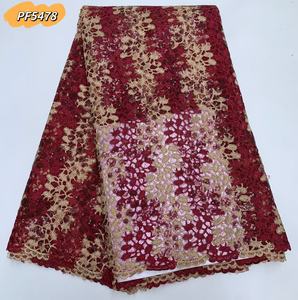 Ims 2025 Chất lượng cao rượu vang ren phi lưới vải tuyn ren pháp guipure <span class=keywords><strong>sequined</strong></span> Ren Vải cho đám cưới bên váy - Product Image 1