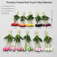 Bouquet de tulipes artificielles à 5 têtes, fleurs réalistes au toucher réel pour la décoration de la pièce