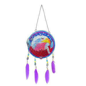 Nouveau décoratif diamant peinture bricolage acrylique artisanat capteur de rêves suspendu plume carillons éoliens 5D Point perceuse diamant peinture - Product Image 6
