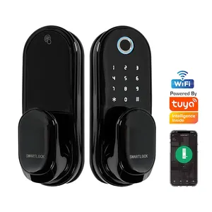 قفل إلكتروني ل تويا قفل باب ذكي مع WiFi بصمة بطاقة رمز المرور مفتاح التطبيق فتح عن بعد دخول بدون مفتاح الأمن الرئيسية