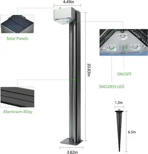 Aluminum Alloy Design Solar Bollard lights Outdoor Garden Led Pillar Lights In Solar with Long Lighting Time